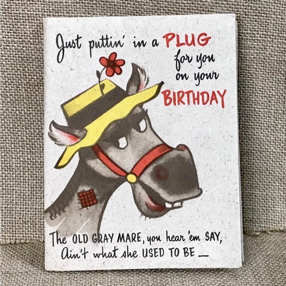 Vintage Horse Of A Different Color Poster Jumbo Greeting Card Kitsch Whimsical